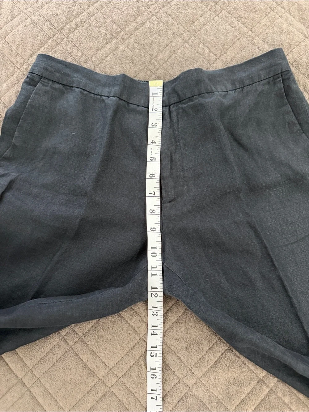 Zara Black Linen Trousers/Pants with Pom Trim size L